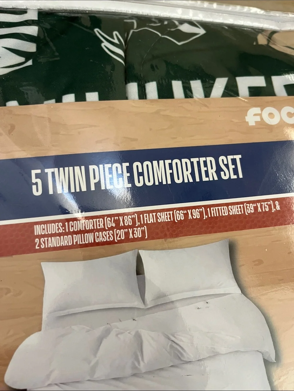 NEW NBA Milwaukee Bucks FOCO 5-Piece Twin Comforter Sheet Set